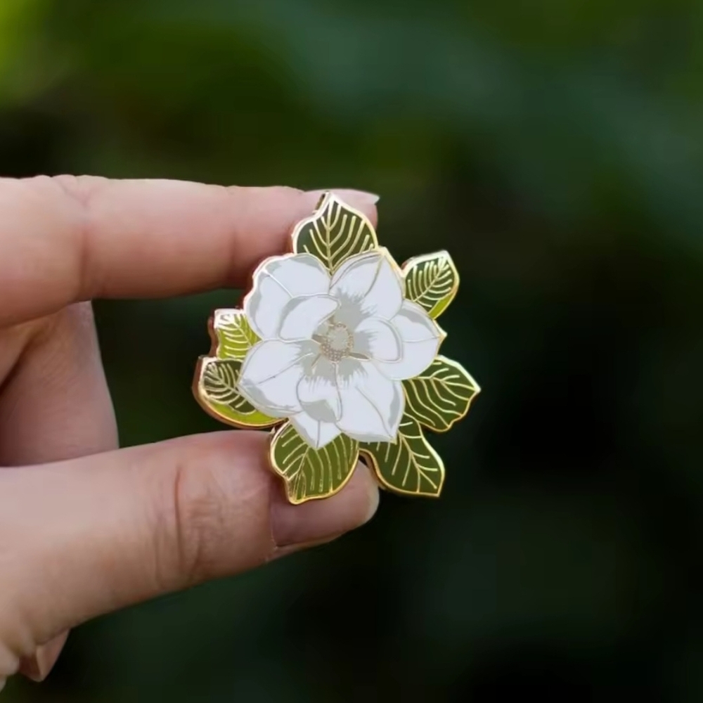 Southern Magnolia Enamel pin.